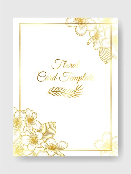 Квіткове Весілля Запрошення Золотий Елегантний Шаблон Листівки — стоковий вектор