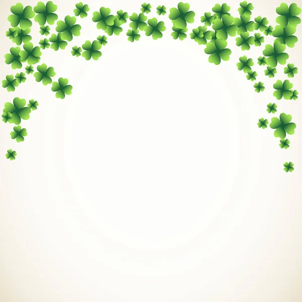 小さな緑の4葉のクローバーのシャムロックの葉を持つ聖パトリックの日光ベクトルフレーム アイルランドのお祭りお祝いグリーティングカードのデザインの背景 大自然の花春の背景 — ストックベクタ