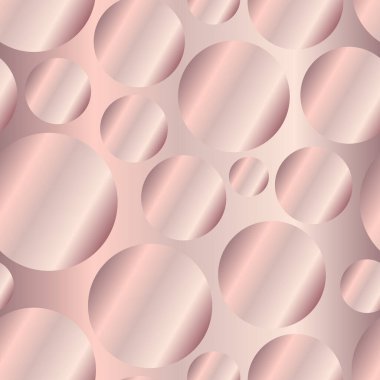 Gül altın köşegen eğimli daireler pürüzsüz desen. Soyut modern vektör arkaplanı. Parlak metal uçsuz bucaksız duvar kağıdı.