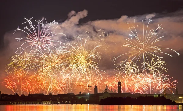 Firework celebration Redentore (Venice, Italy) — Stock Photo, Image