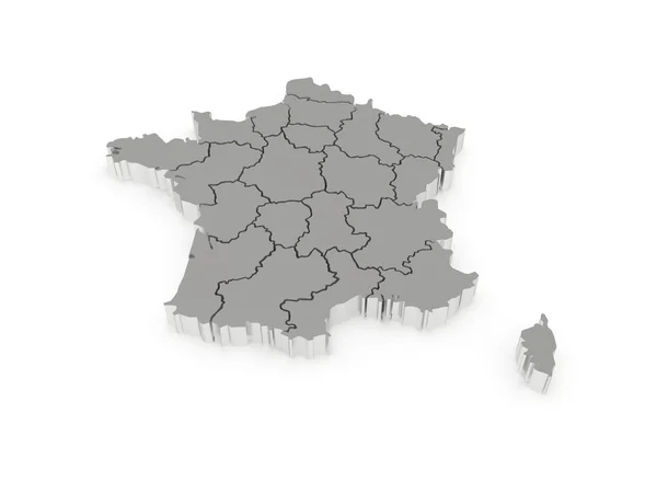 Trójwymiarowa mapa Francji — Zdjęcie stockowe