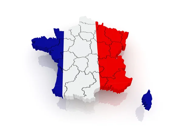 Tredimensionell karta över Frankrike — Stockfoto