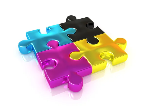 CMYK-kleuren. puzzel. — Stockfoto