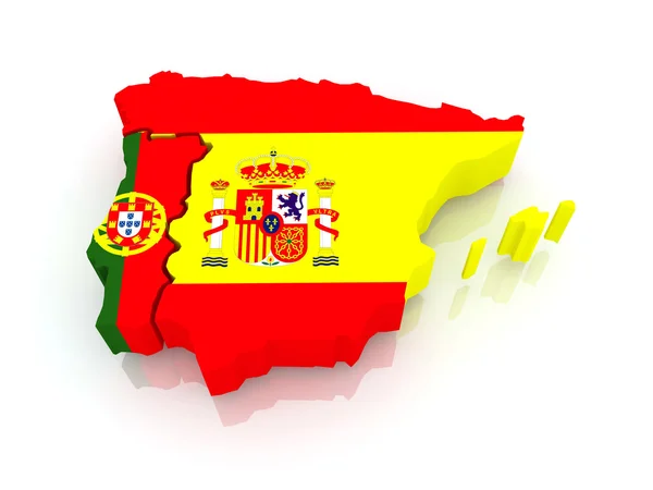 Mapa Španělska a Portugalska. — Stock fotografie