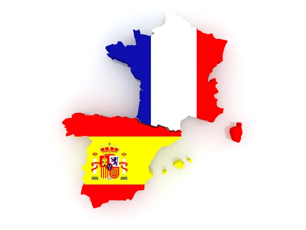 Karta över Frankrike och Spanien. — Stockfoto