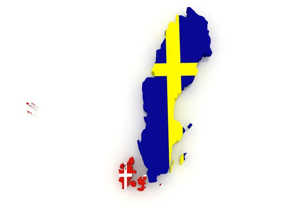 Karte von Dänemark und Schweden. — Stockfoto