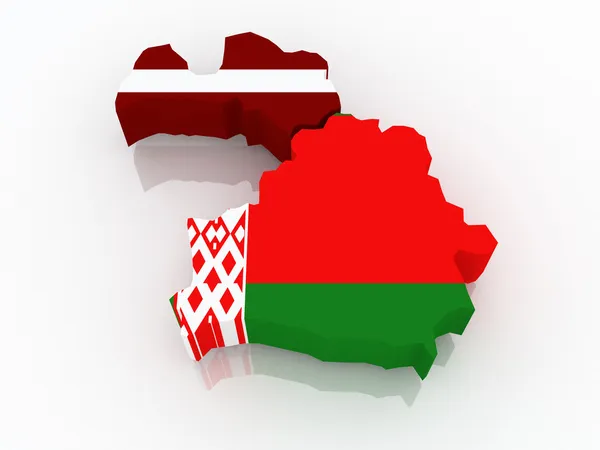 Letonya ve Beyaz Rusya Haritası. — Stok fotoğraf