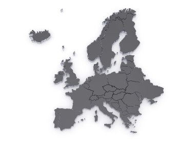 Avrupa'nın üç boyutlu harita.