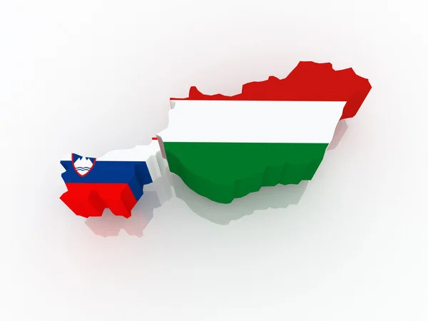 슬로베니아와 헝가리의 지도. — 스톡 사진