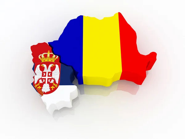 罗马尼亚和塞尔维亚的地图. — 图库照片