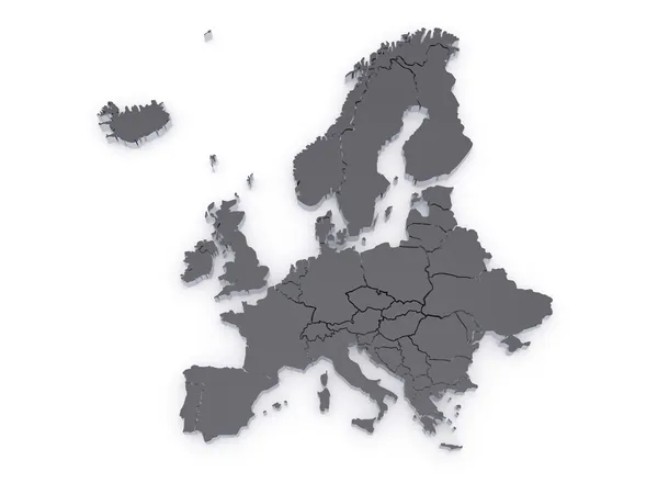 Trójwymiarowa mapa Europy. — Zdjęcie stockowe