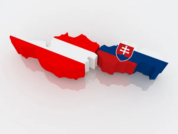 奥地利和斯洛伐克地图. — 图库照片
