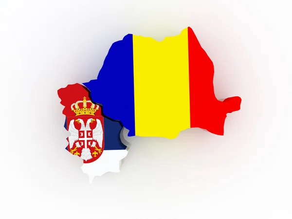 Mappa di Serbia e Romania . — Foto Stock