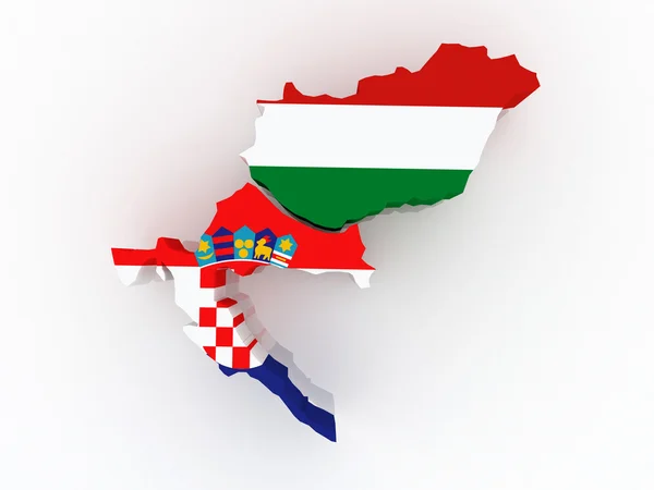 クロアチアとハンガリーの地図. — ストック写真