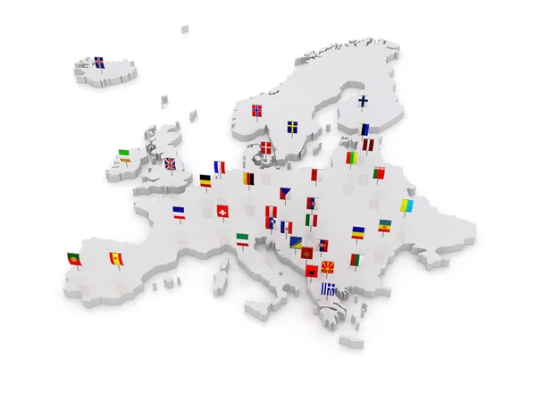 Dreidimensionale Europakarte. — Stockfoto