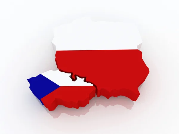 Mapa da Polónia e da República Checa . — Fotografia de Stock