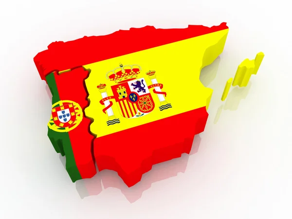 Karte von Spanien und Portugal. — Stockfoto