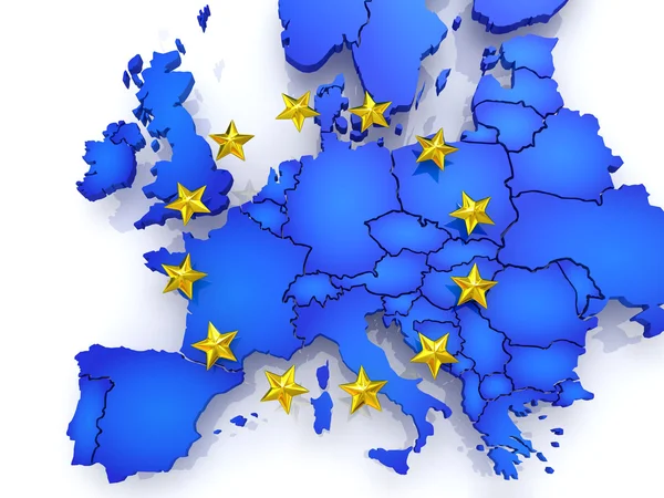 Tredimensionell karta över Europa. — Stockfoto