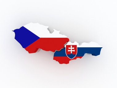 Çek Cumhuriyeti ve Slovakya Haritası.