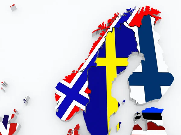 Мапа Норвегії та Фінляндії. — стокове фото