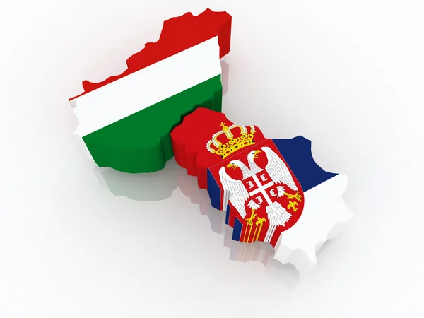 Kaart van Hongarije en Servië. — Stockfoto