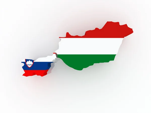 Kaart van Slovenië en Hongarije. — Stockfoto