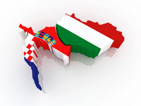 克罗地亚和匈牙利地图. — 图库照片