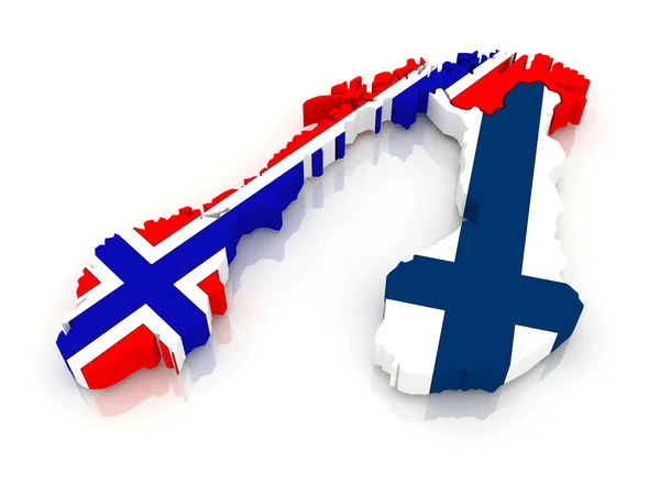 Karta över Norge och finland. — Stockfoto