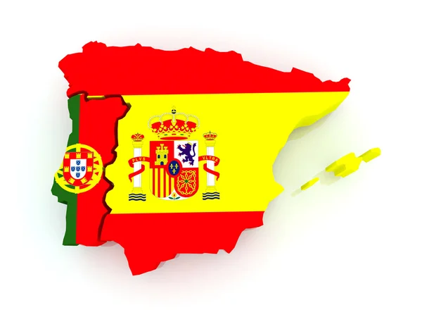 Karta över portugal och Spanien. — Stockfoto