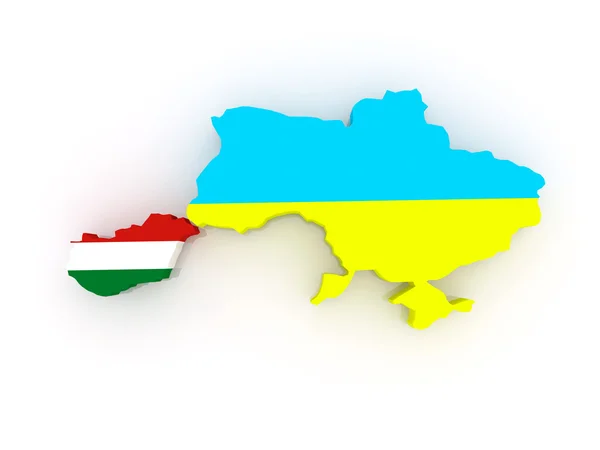 Kaart van Hongarije en Oekraïne. — Stockfoto