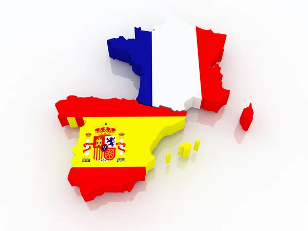 İspanya ve Fransa Haritası. — Stok fotoğraf