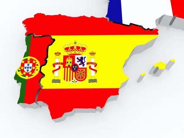 İspanya ve Portekiz Haritası. — Stok fotoğraf