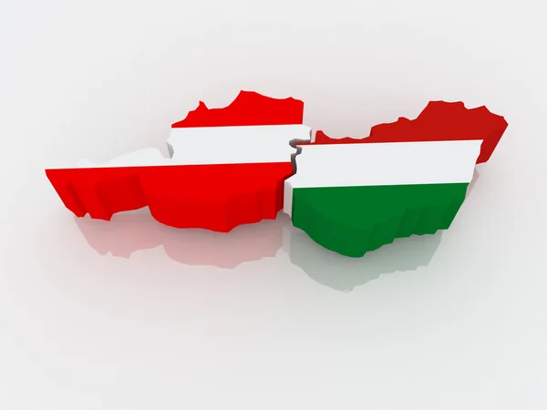 奥地利和匈牙利地图. — 图库照片