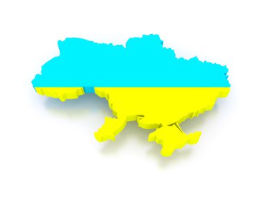 Ukrayna'nın üç boyutlu harita.