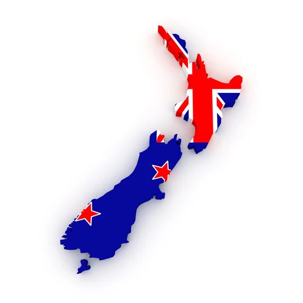 Üç boyutlu Yeni Zelanda Haritası. — Stok fotoğraf