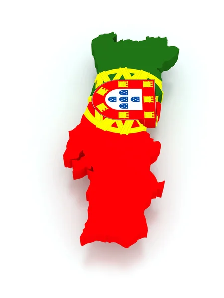 Trojrozměrná mapa Portugalska. — Stock fotografie