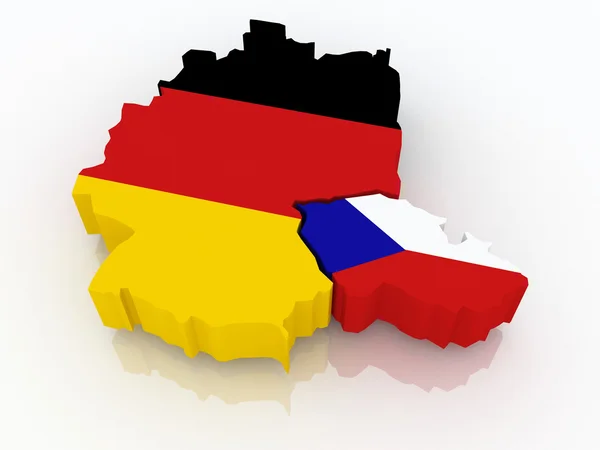 Almanya ve Çek Cumhuriyeti haritası. — Stok fotoğraf