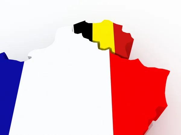 Kaart van België en Frankrijk. — Stockfoto