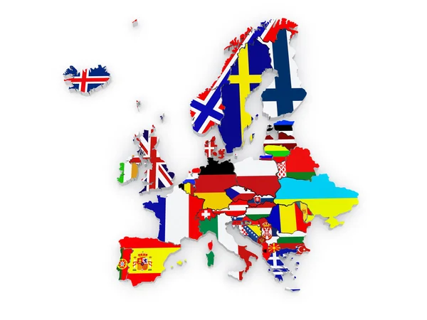 Trójwymiarowa mapa Europy. — Zdjęcie stockowe