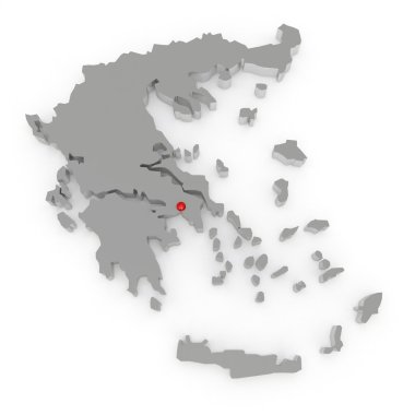 Yunanistan'ın üç boyutlu Haritası.