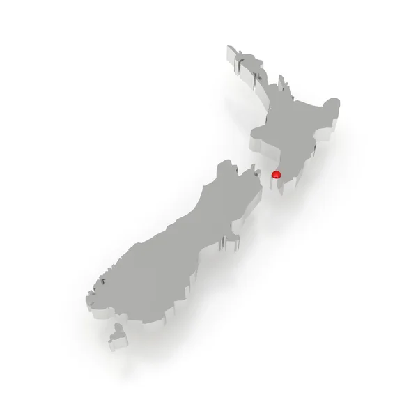Trójwymiarowa mapa Nowej Zelandii. — Zdjęcie stockowe