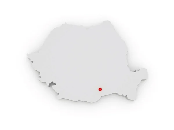 Three-dimensional map of Romania. — Stock Photo, Image