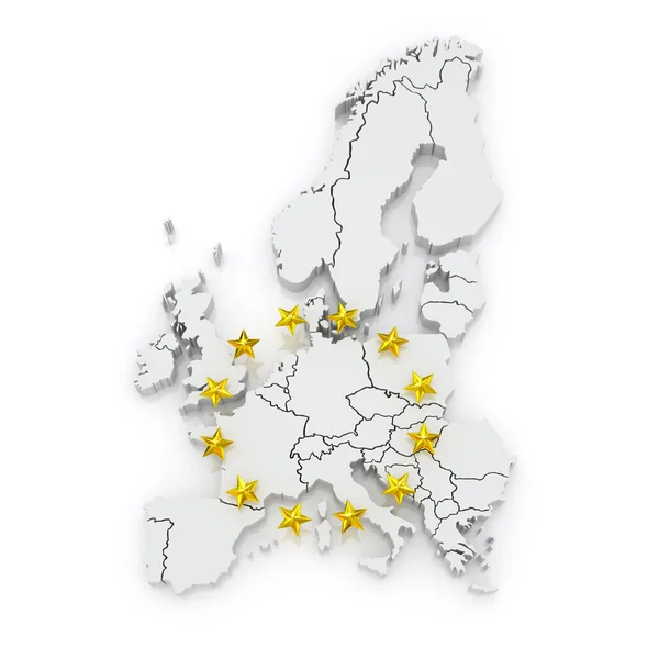 Tredimensionell karta över Europa. — Stockfoto