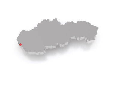 üç boyutlu Slovakya Haritası.