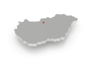 üç boyutlu harita Macaristan.