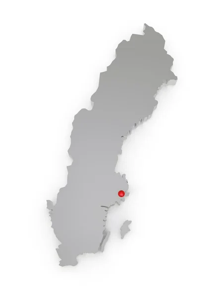 Trójwymiarowa Mapa Szwecji. — Zdjęcie stockowe