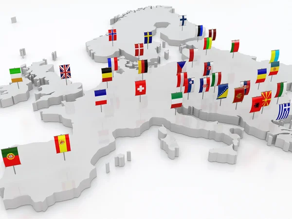 Three-dimensional map of Europe. — Stock Photo, Image