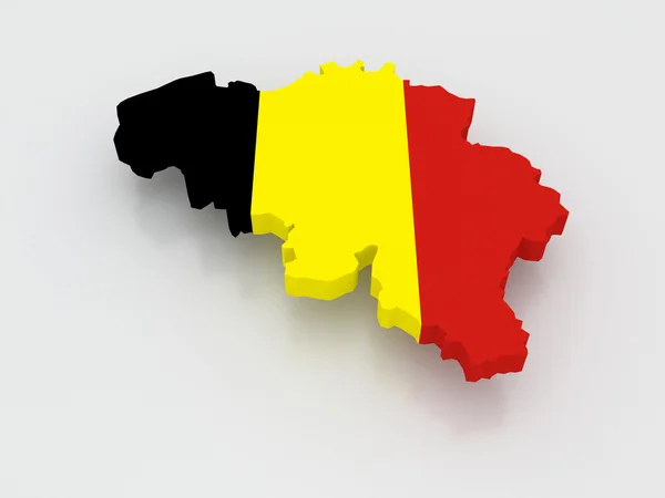 Trojrozměrná mapa Belgie. — Stock fotografie