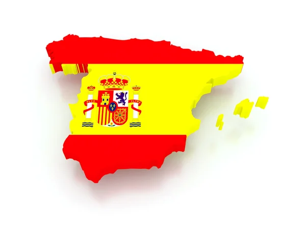 Tredimensionell karta över Spanien. — Stockfoto