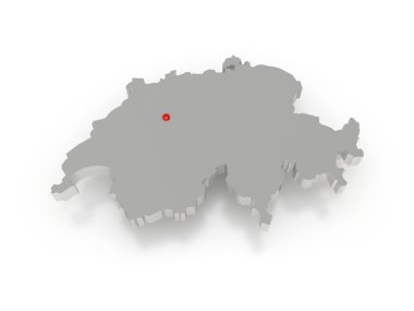 üç boyutlu İsviçre Haritası.